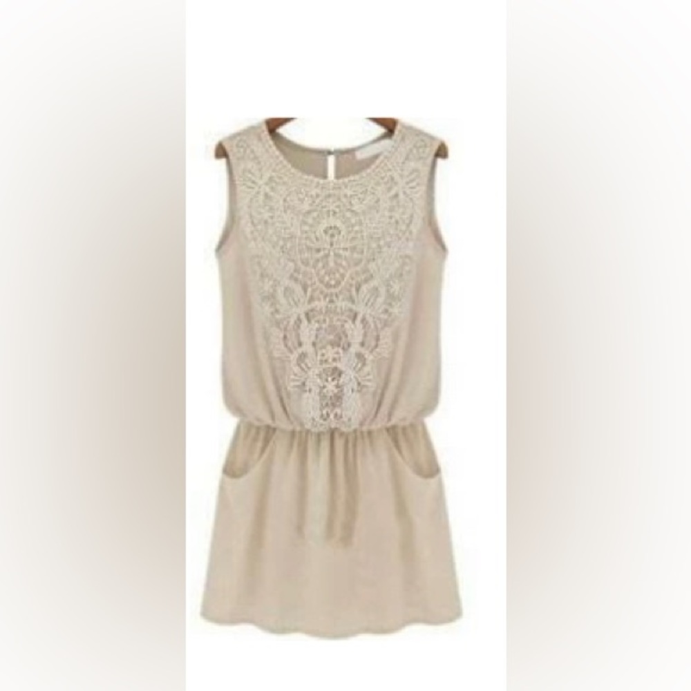 Sleeveless Lace Chiffon Dress